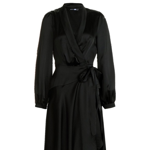 NWT black midi wrap skater dress - Picture 4 of 6